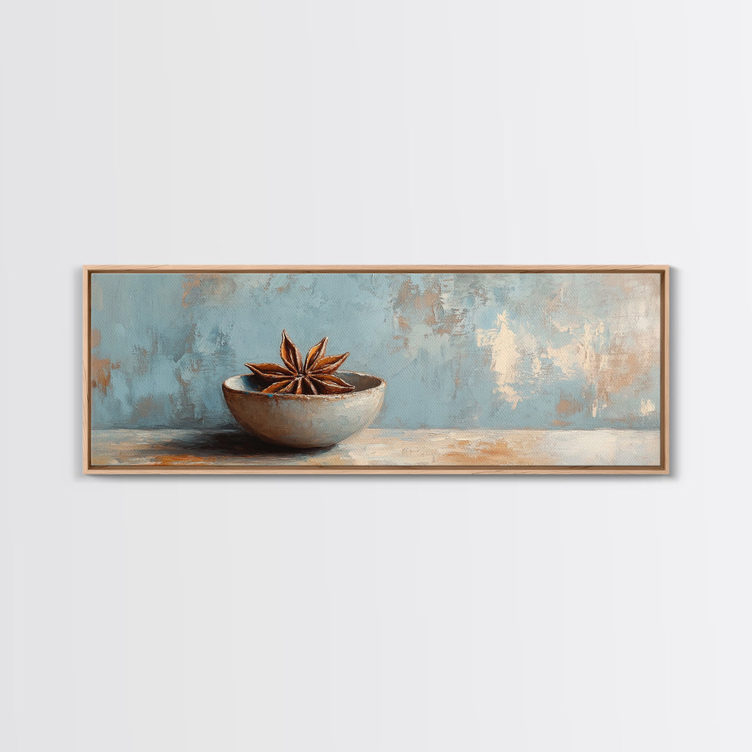 Star Anise Bowl Still Life Wall Art, Rustic Kitchen Decor, Neutral Canvas Print, Farmhouse Dining Room Artwork Home Decor Gift
