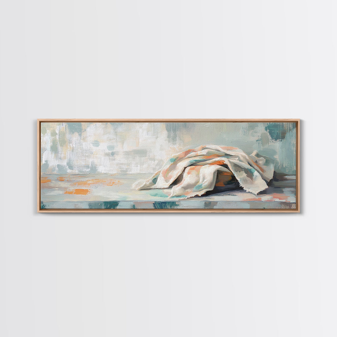 Soft Folded Linen Blanket Canvas Print, Neutral Wall Art, Minimalist Home Decor, Cozy Bedroom Decor, Wabi Sabi Art Print