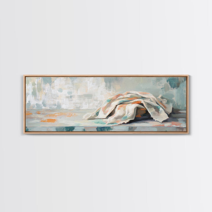Soft Folded Linen Blanket Canvas Print, Neutral Wall Art, Minimalist Home Decor, Cozy Bedroom Decor, Wabi Sabi Art Print