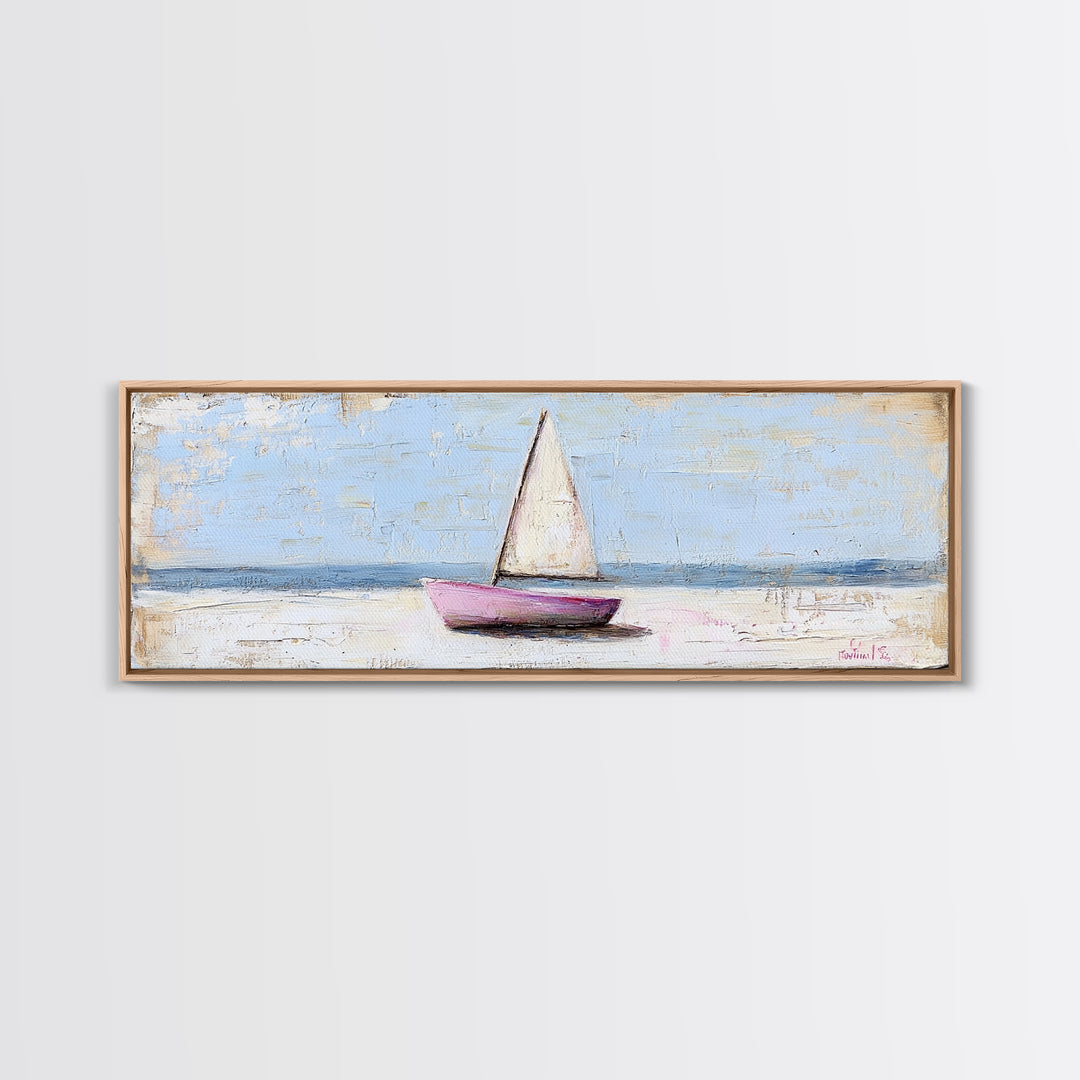 Small Sailboat On Calm Sea Canvas Print, Coastal Wall Art, Nautical Home Decor, Beach House Art, Serene Ocean Wall Decor