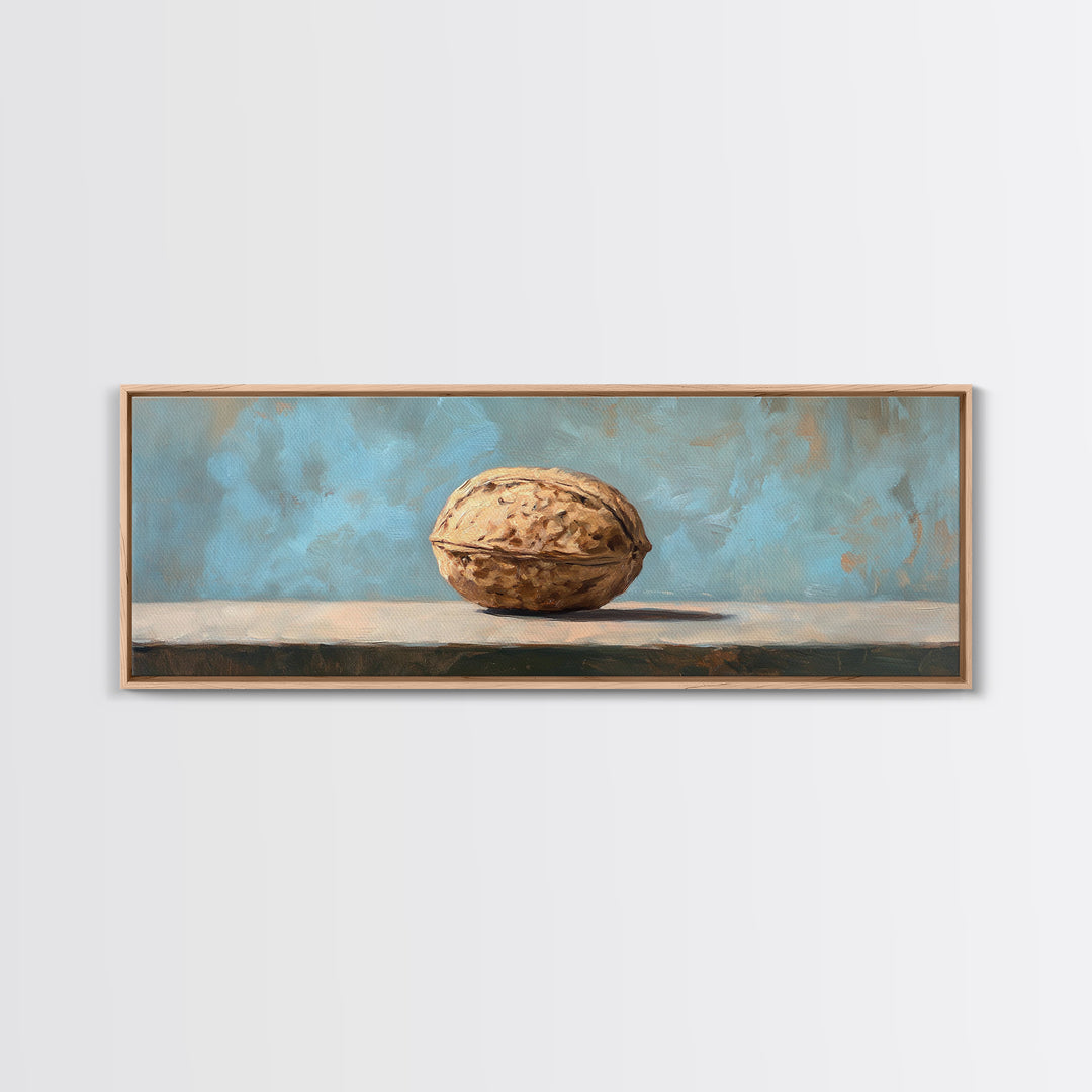 Single Walnut Still Life Wall Art, Minimalist Rustic Kitchen Print, Neutral Food Painting, Modern Farmhouse Decor, Gift For Foodie