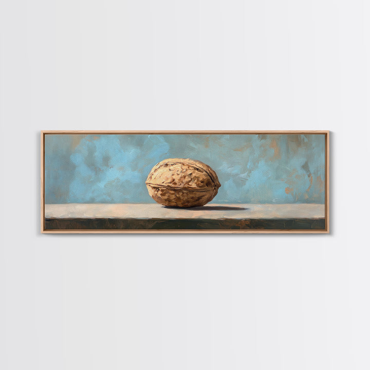 Single Walnut Still Life Wall Art, Minimalist Rustic Kitchen Print, Neutral Food Painting, Modern Farmhouse Decor, Gift For Foodie