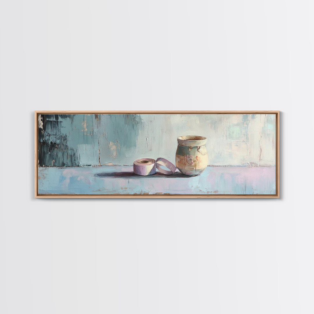 Ceramic Pot And Ribbon Still Life Wall Art, Minimalist Studio Decor, Rustic Craft Room Art Print, Neutral Modern Wall Decor