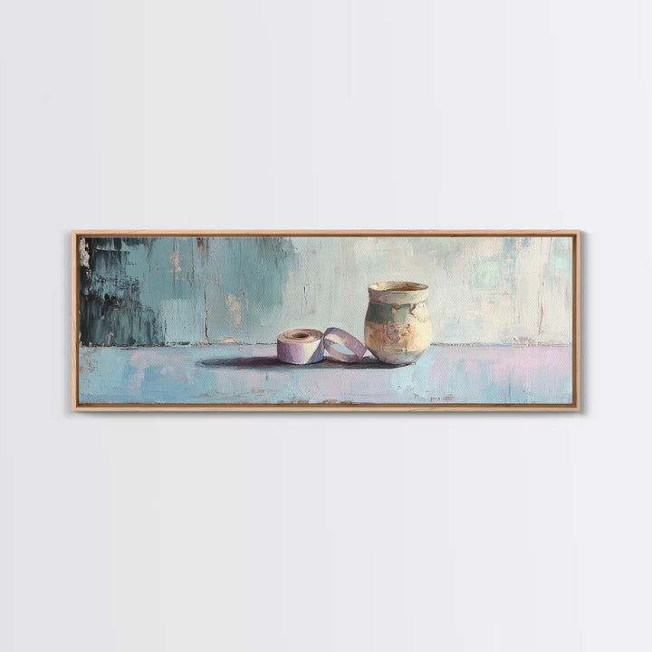 Ceramic Pot And Ribbon Still Life Wall Art, Minimalist Studio Decor, Rustic Craft Room Art Print, Neutral Modern Wall Decor