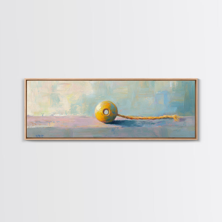 Yellow Yo Yo Toy Still Life Canvas Print, Minimalist Wall Art, Playroom Decor, Kids Room Art, Cheerful Modern Home Decor