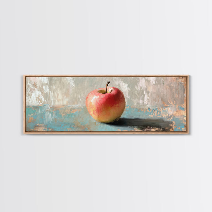 Single Red Apple Still Life Canvas Print, Minimal Kitchen Wall Art, Farmhouse Decor, Fruit Art Print, Housewarming Gift Idea