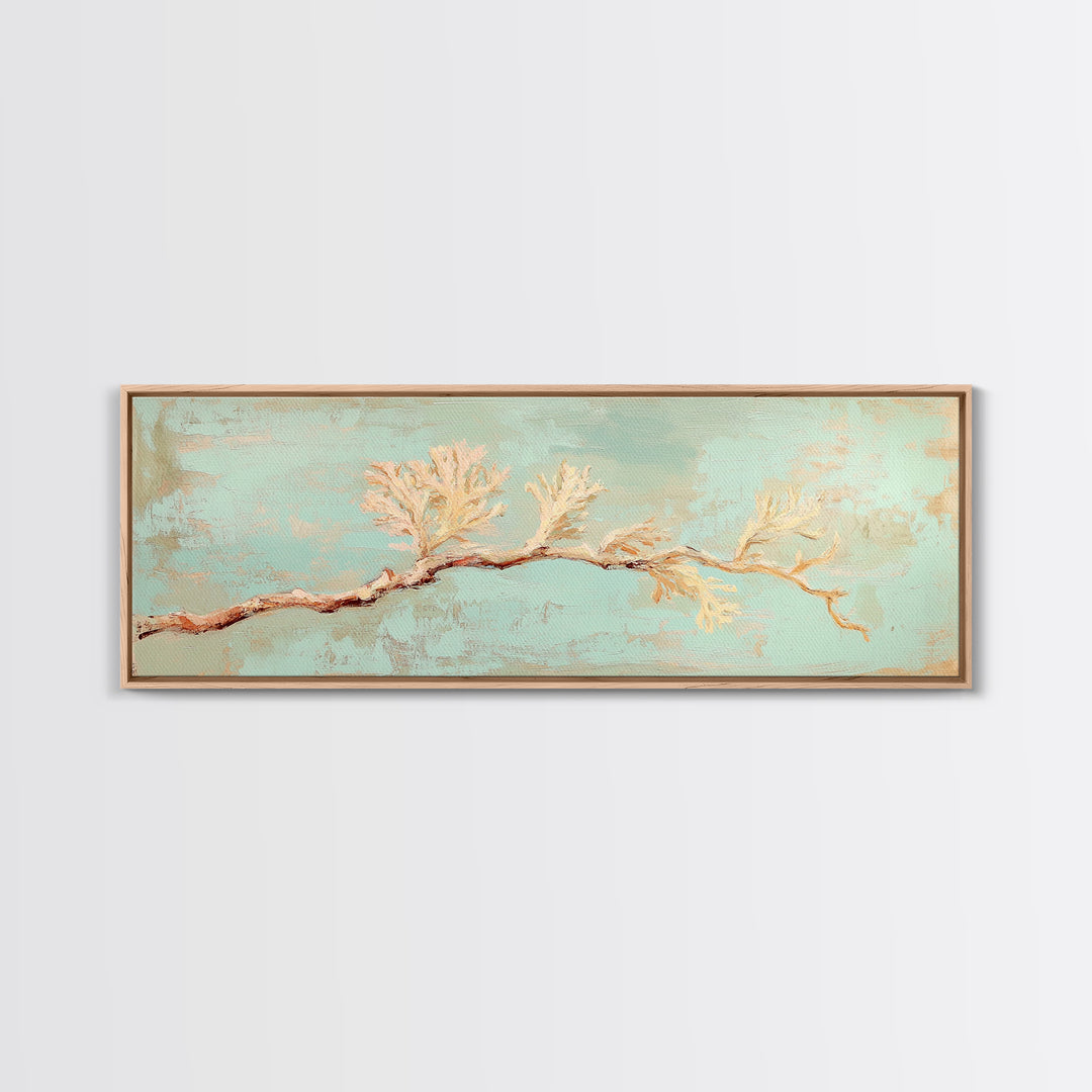 White Coral Branch Wall Art, Coastal Canvas Print, Beach House Decor, Minimalist Ocean Art For Serene Living Room Wall Decor