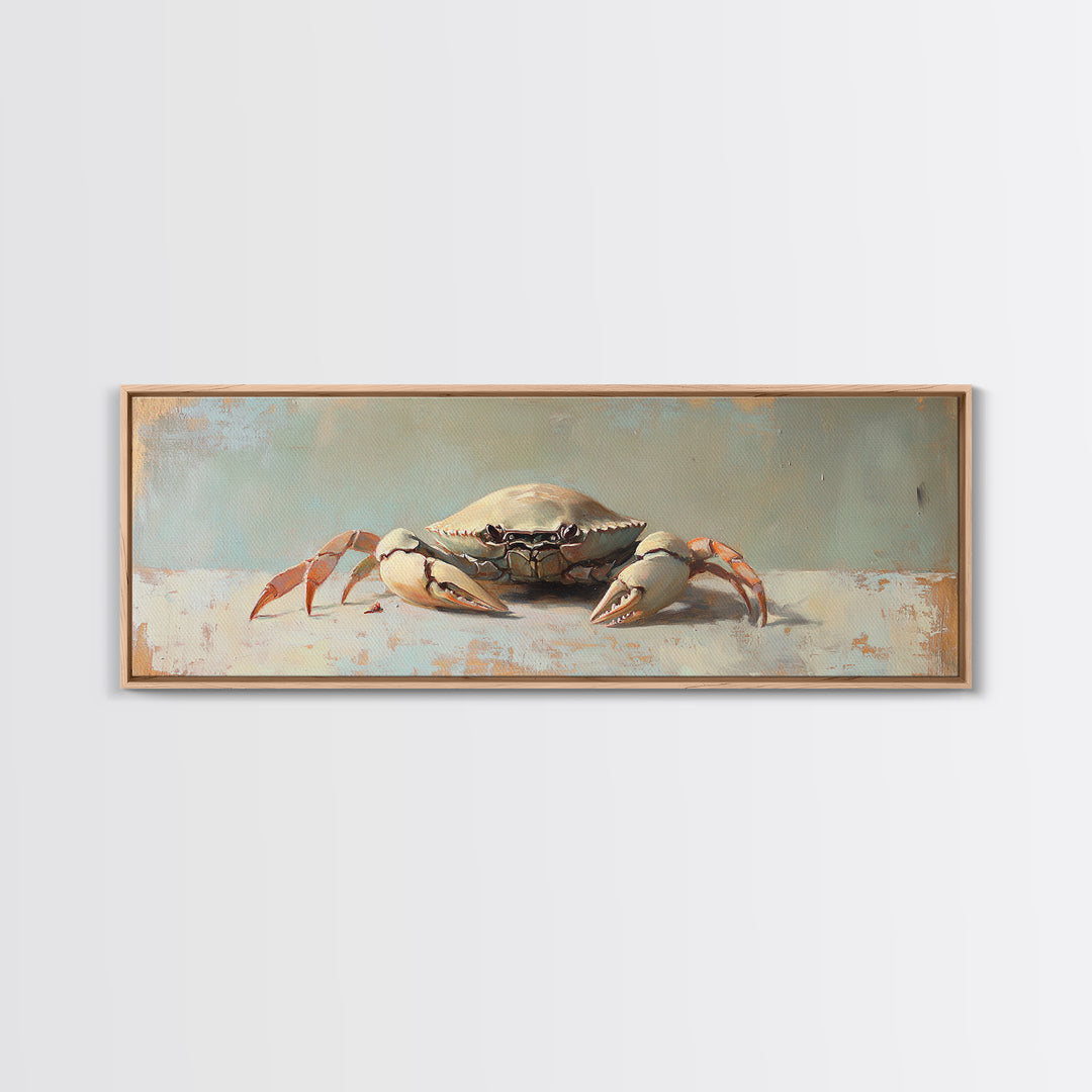 Coastal Crab Still Life Wall Art, Ocean Animal Canvas Print, Nautical Beach House Decor, Seafood Kitchen, Coastal Wall Decor