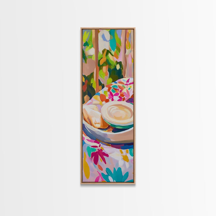 Croissant And Latte Cafe Breakfast Wall Art, French Bakery Print, Coffee Shop Decor, Kitchen Wall Art, Cozy Home Decor, Gift For Her