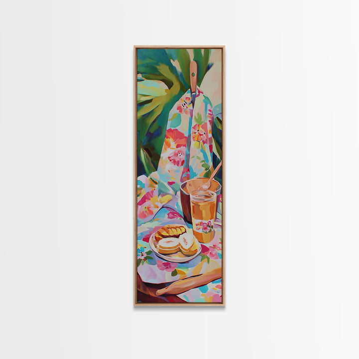 Iced Tea Poolside Snack Still Life Wall Art, Tropical Kitchen Canvas Print, Summer Patio Decor, Colorful Art, Hostess Gift