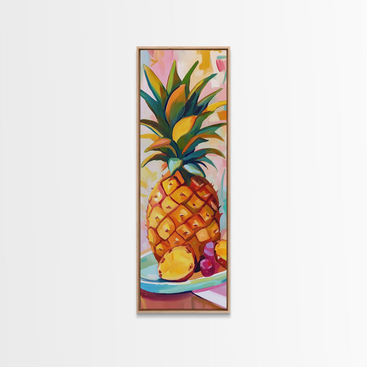 Vibrant Pineapple Still Life Canvas Print, Tropical Kitchen Wall Art, Colorful Fruit Art, Beach House Decor, Summer Gift