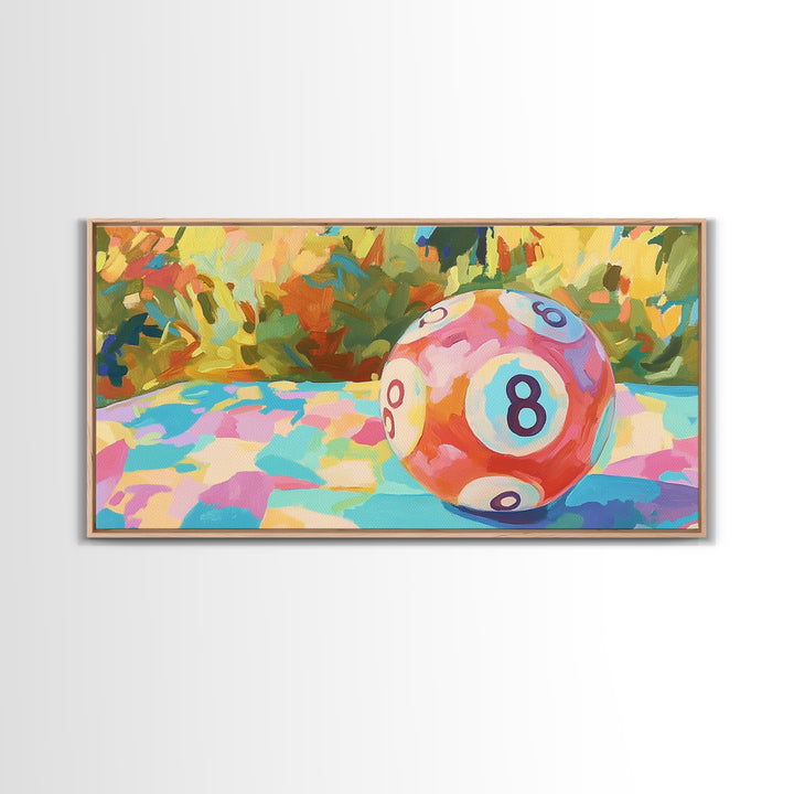 Pink Eight Ball Billiards Wall Art, Game Room Decor, Pool Room Art Print, Retro Poster, Man Cave Canvas Print, Gift For Him
