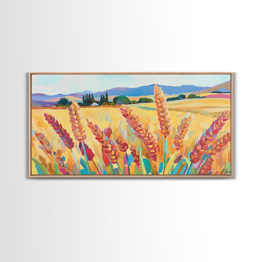 Golden Wheat Field Canvas Print, Rustic Country Landscape Art, Farmhouse Wall Decor, Kitchen Wall Art, Housewarming Gift