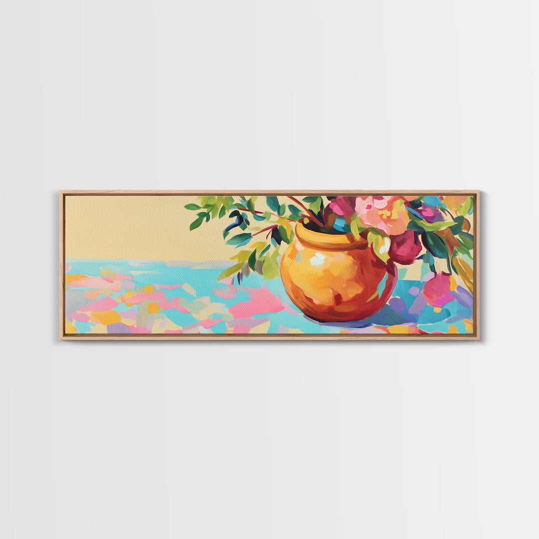 Orange Vase With Loose Floral Bouquet Wall Art, Minimalist Still Life Print, Warm Neutral Home Decor, Modern Wall Decor Gift