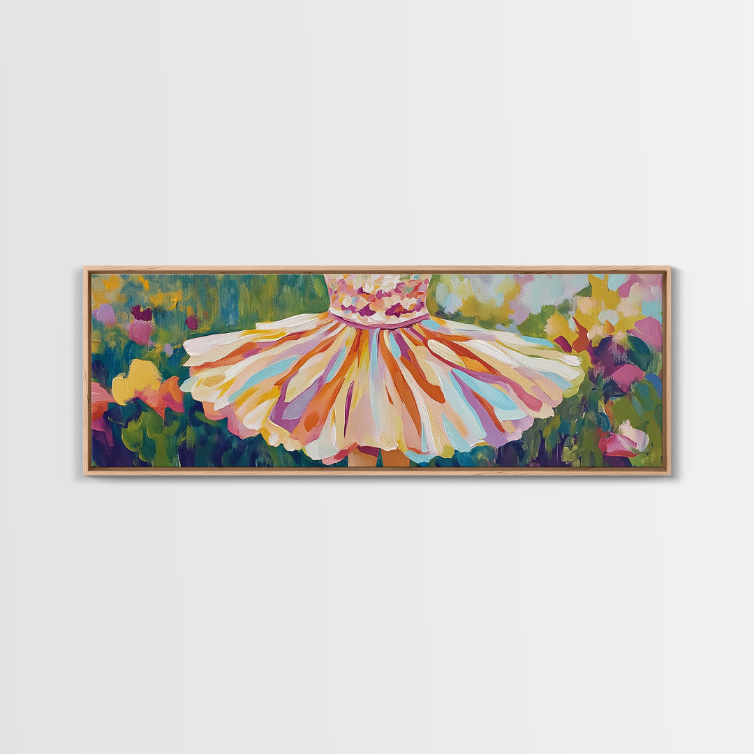 Twirl Dress In Blooming Garden Wall Art, Feminine Canvas Print, Whimsical Floral Decor, Girls Room Art, Gift For Her, Spring Decor