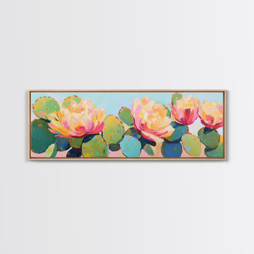 Prickly Pear Cactus Flowers Wall Art, Southwestern Canvas Print, Colorful Desert Decor, Botanical Art, Housewarming Gift
