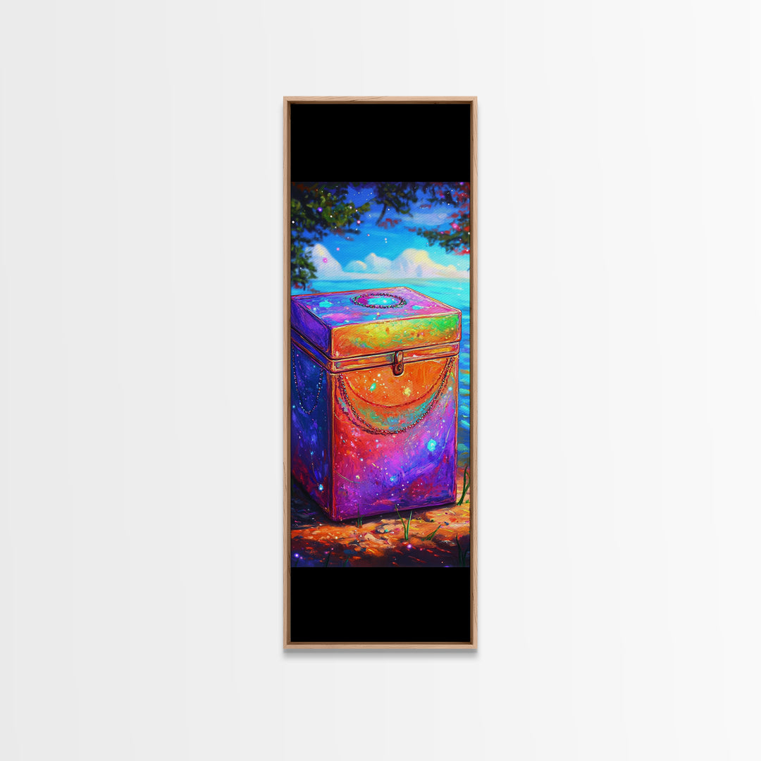 Rainbow Treasure Chest By Tropical Ocean Wall Art, Colorful Coastal Canvas Print, Beach House Decor And Unique Gift Idea