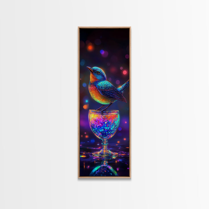 Radiant Blue Bird On Sparkling Glass Wall Art, Colorful Canvas Print, Animal Wall Art, Whimsical Decor, Bird Lover Gift, Nature Art
