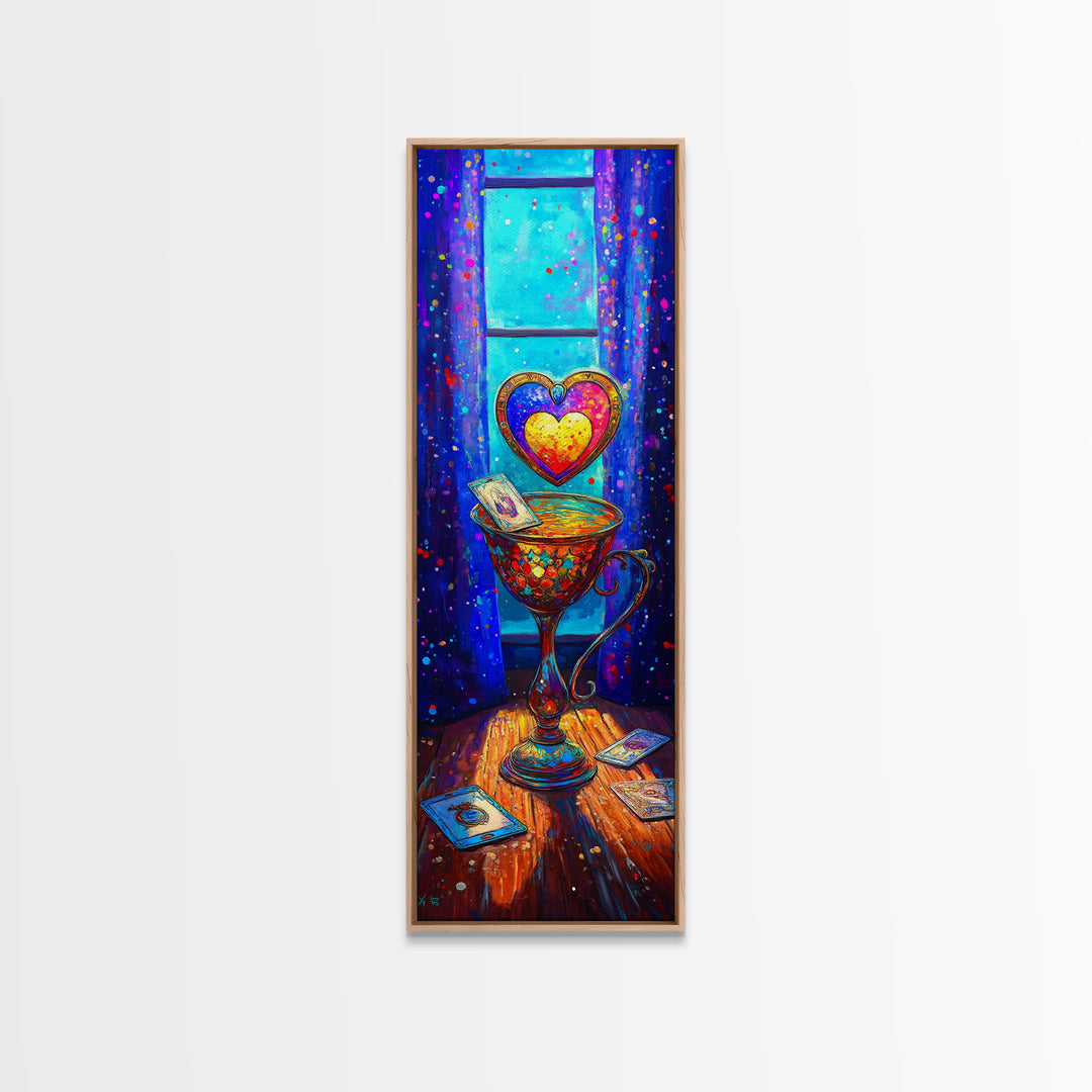 Glowing Heart Goblet By Window Wall Art, Romantic Bedroom Art, Whimsical Love Wall Decor, Gift For Her, Cozy Decor, Valentine Gift