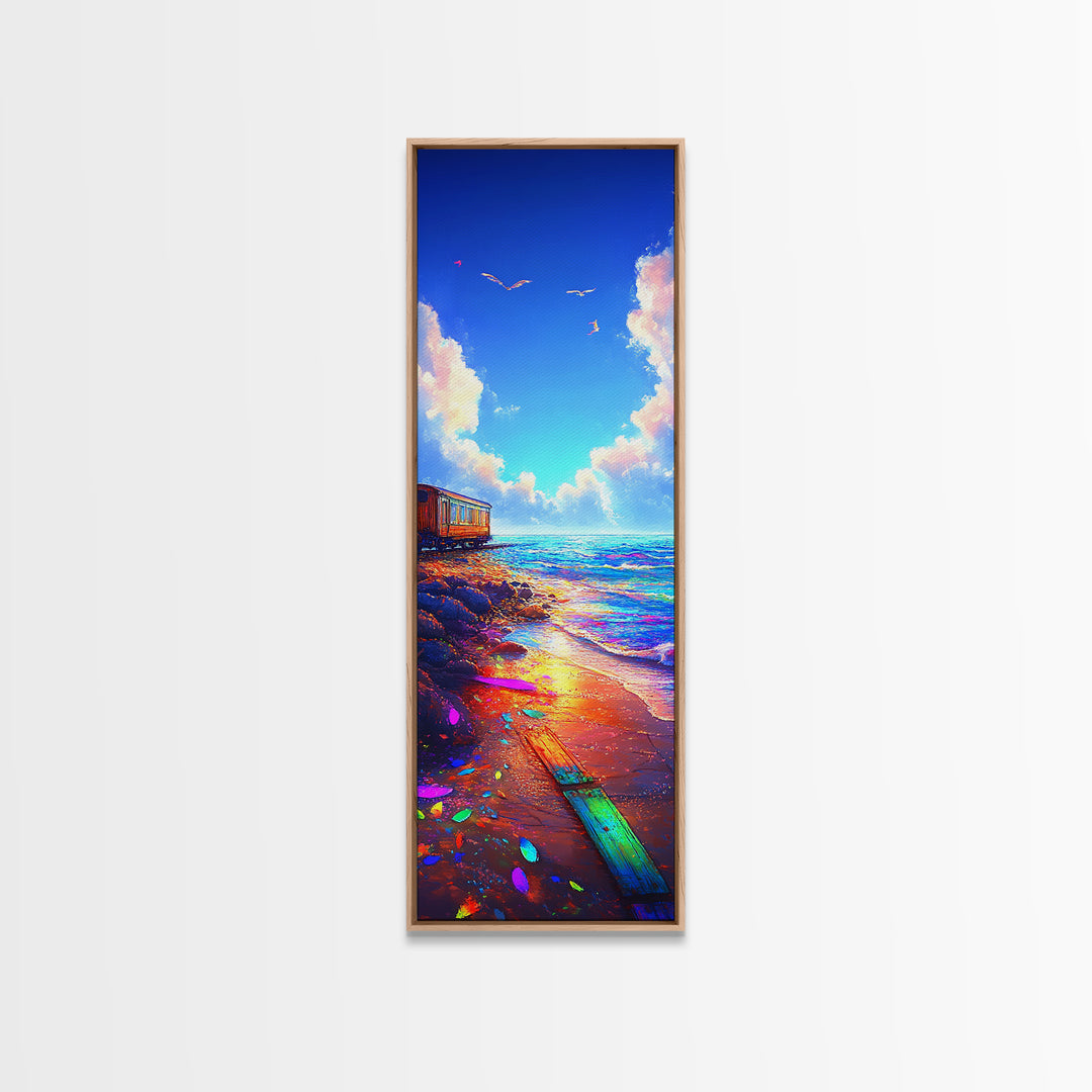 Sunlit Beach Path Wall Art, Coastal Ocean Sunset Canvas Print, Seaside Wall Decor, Beach House Decor, Living Room Art Print