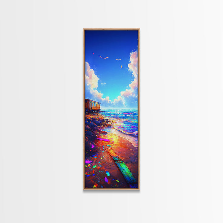 Sunlit Beach Path Wall Art, Coastal Ocean Sunset Canvas Print, Seaside Wall Decor, Beach House Decor, Living Room Art Print