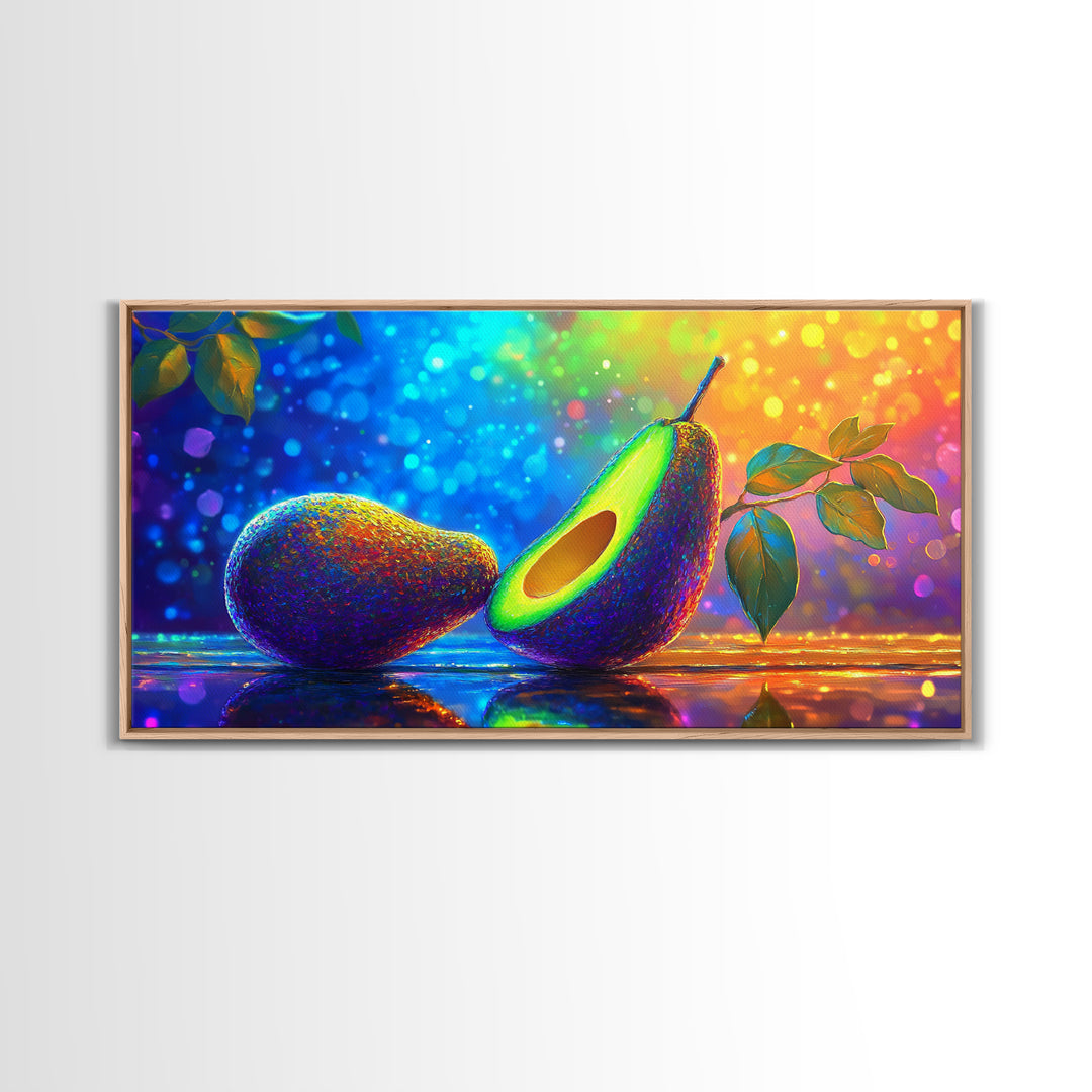 Vibrant Avocado Still Life Canvas Print, Colorful Kitchen Wall Art, Foodie Home Decor, Modern Fruit Art, Housewarming Gift