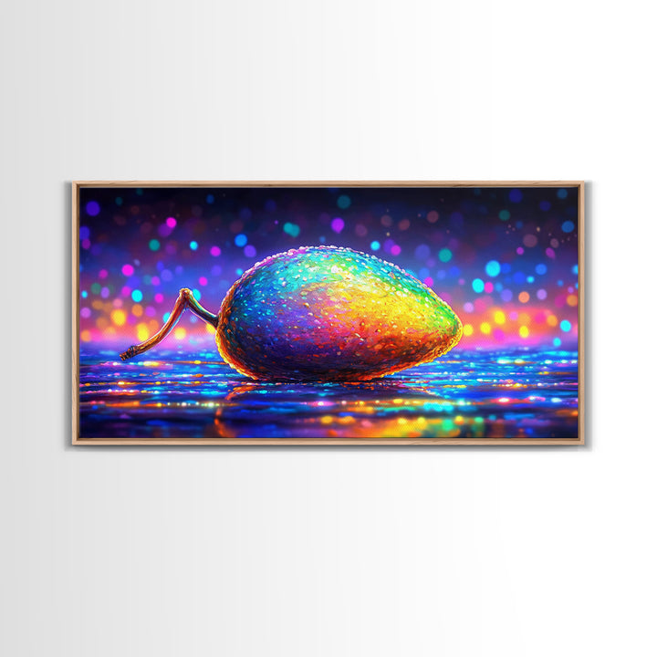 Rainbow Computer Mouse Wall Art, Neon Tech Canvas Print, Gamer Room Decor, Cyberpunk Office Art Gift For Programmers Home Decor