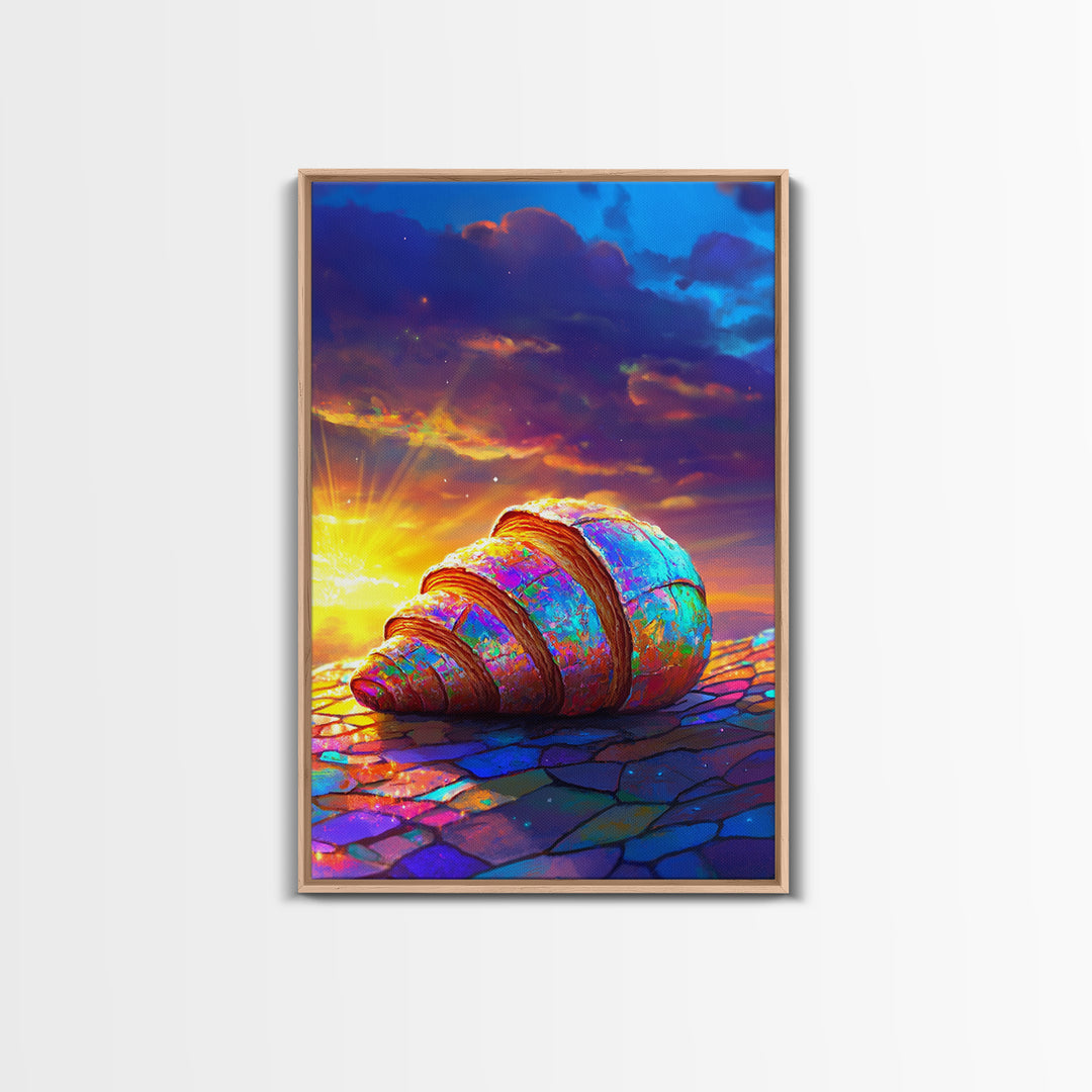 Iridescent Seashell Sunset Framed Canvas Print, Coastal Wall Art, Beach House Decor, Ocean Art Print, Colorful Seascape Gift