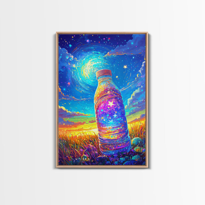 Starry Galaxy Bottle Wall Art, Whimsical Celestial Landscape, Colorful Nursery Decor, Kids Room Art, Magical Fantasy Print
