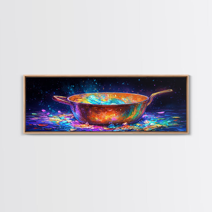Glowing Copper Pan With Shimmering Water Canvas Print, Kitchen Wall Art, Rustic Kitchen Decor, Foodie Gift, Dining Room Prints