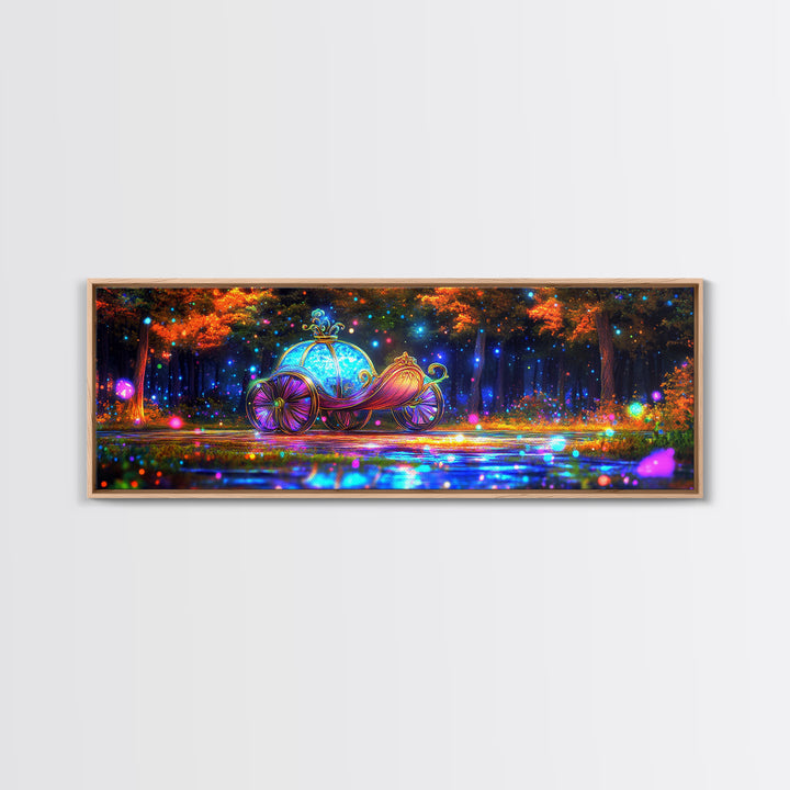 Enchanted Pumpkin Carriage Wall Art, Fairy Tale Canvas Print, Whimsical Nursery Decor, Magical Forest Fantasy Artwork For Girls Room