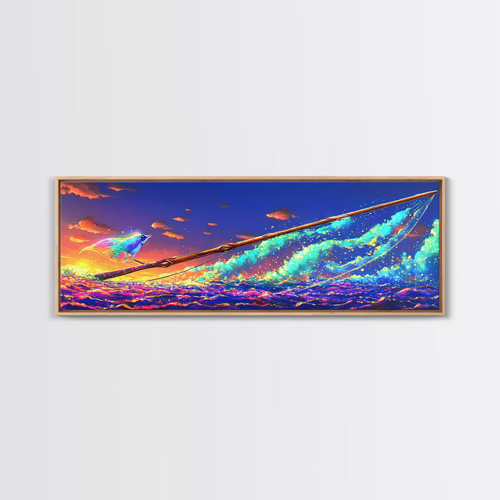 Glowing Sailboat On Sunset Waves Canvas Print, Nautical Wall Art, Ocean Decor, Vibrant Coastal Art For Beach House Decor