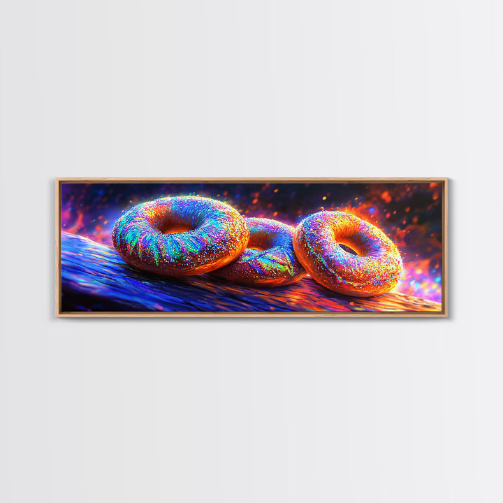Sparkling Donuts On Rustic Wood Canvas Print, Bakery Wall Art, Cute Kitchen Decor, Dessert Art Print, Food Lover Gift And Cafe Decor