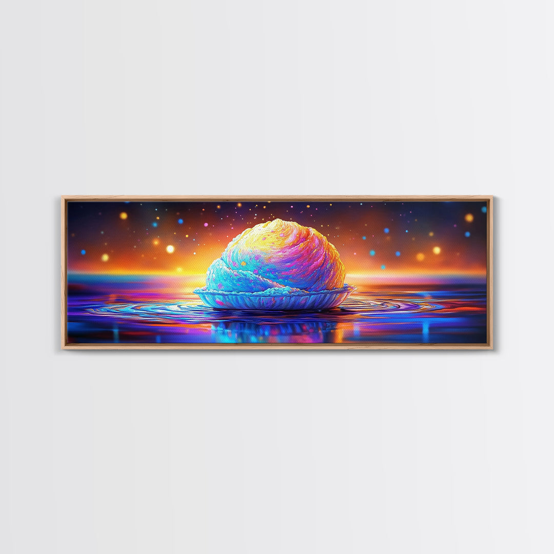 Pastel Shell At Sunset Canvas Print, Dreamy Coastal Wall Art For Ocean Nursery Decor, Beach House Decor And Seascape Art