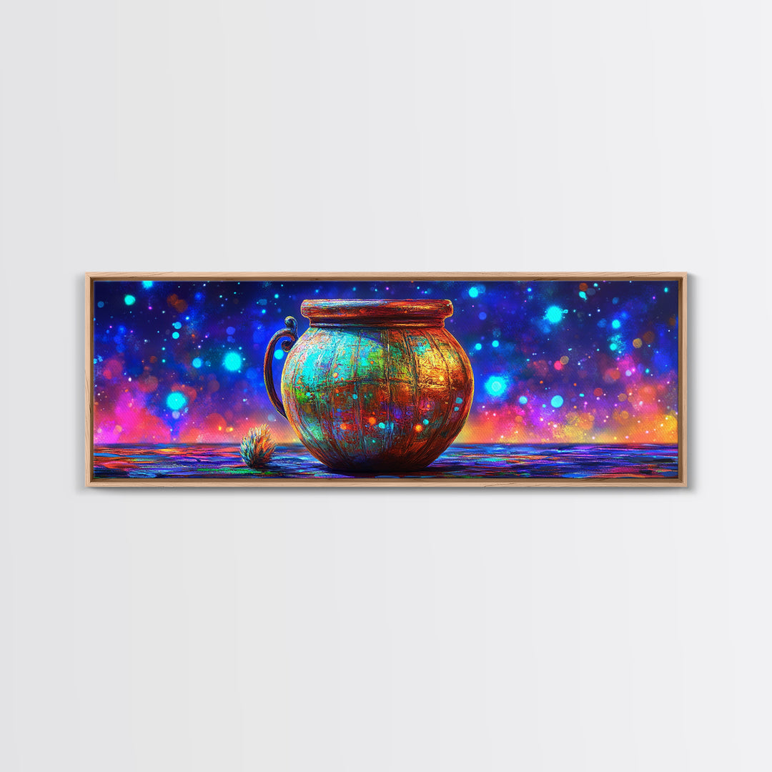 Rustic Copper Cauldron Under Stars Wall Art, Magical Celestial Decor, Whimsical Art Print, Witchy Decor, Cozy Home Decor