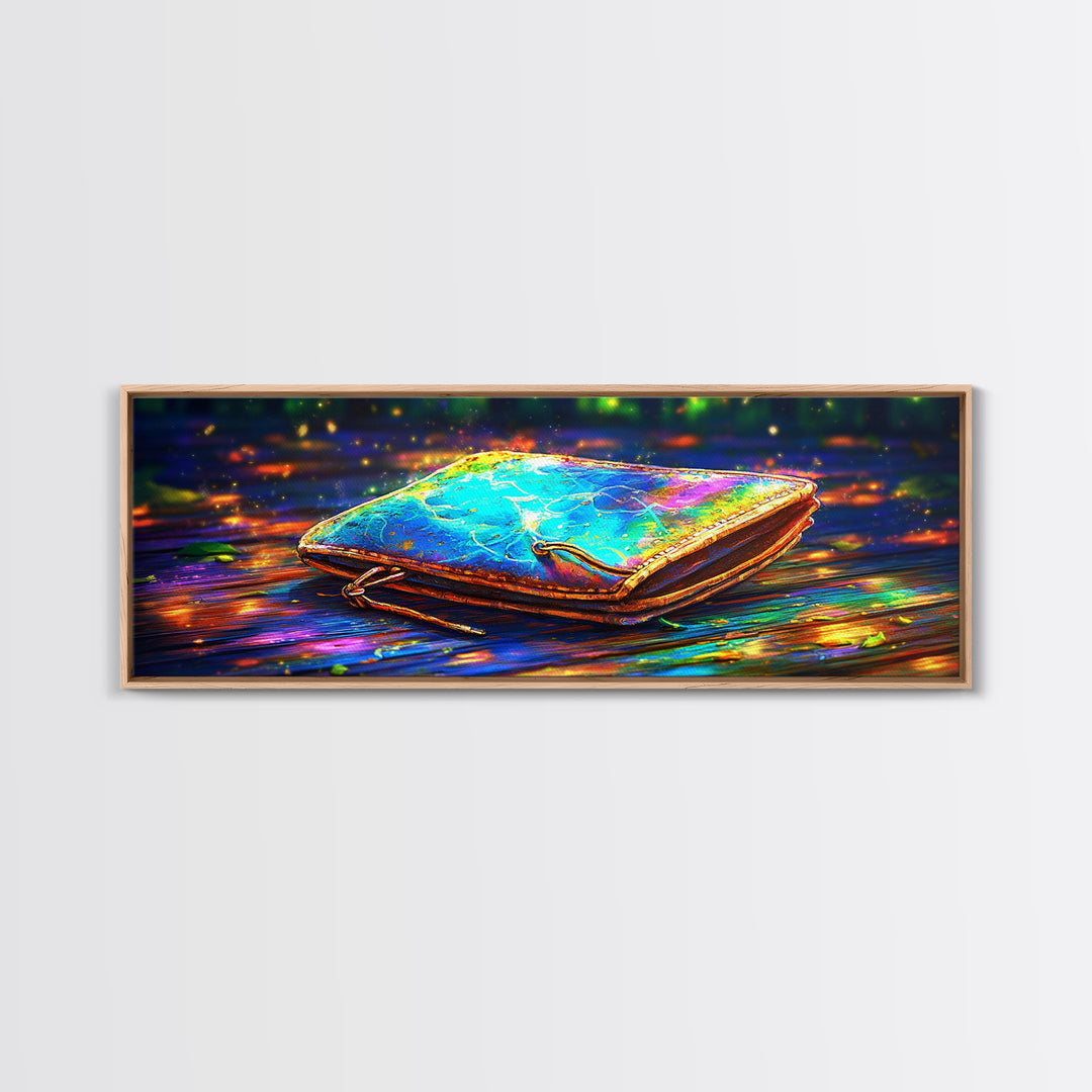 Glowing Leather Journal Wall Art, Bookish Decor, Writing Desk Art Print, Cozy Library Decor, Office Wall Decor, Gift For Her
