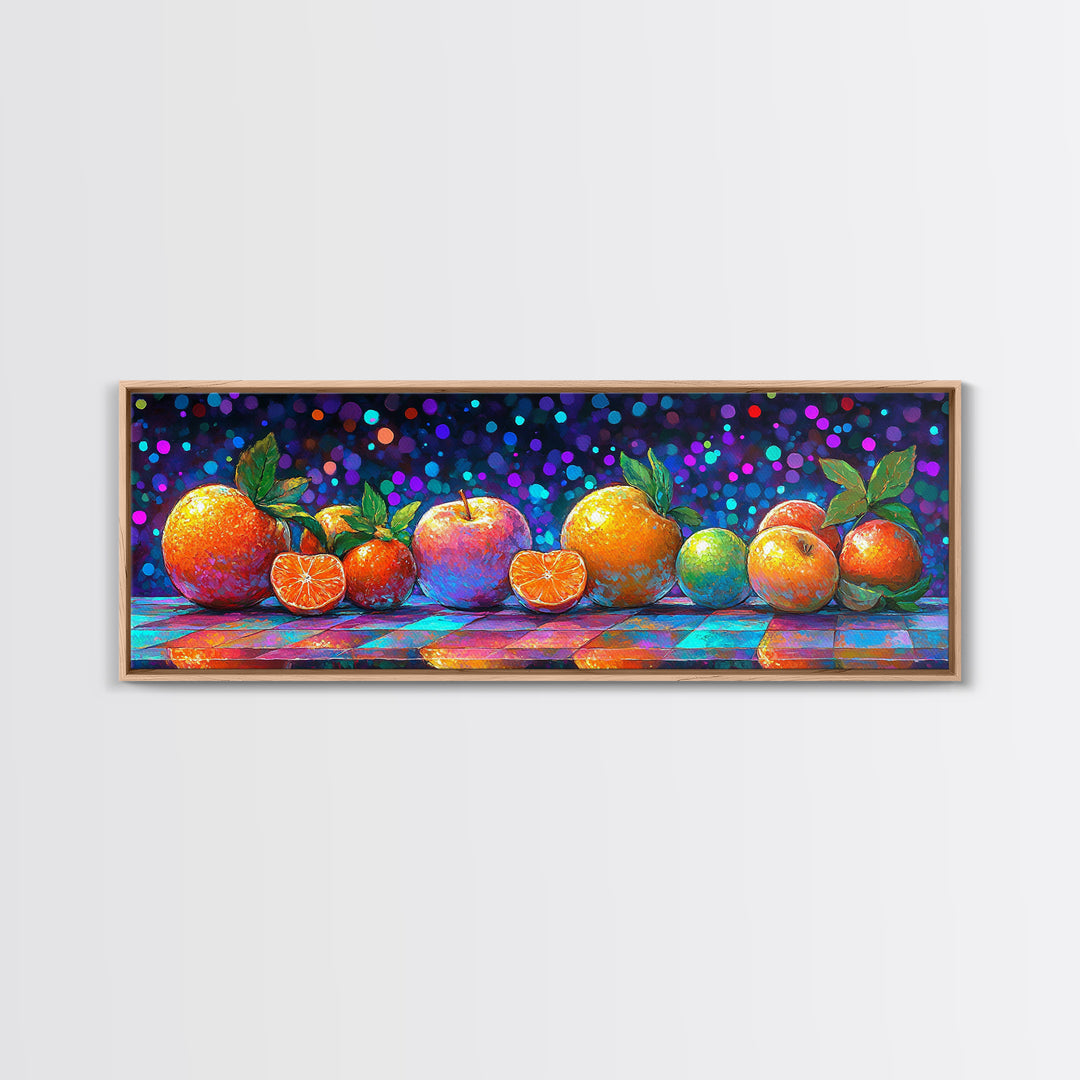 Vibrant Citrus And Apple Still Life Framed Canvas Print, Colorful Kitchen Wall Art, Fruit Art, Modern Home Decor, Foodie Gift
