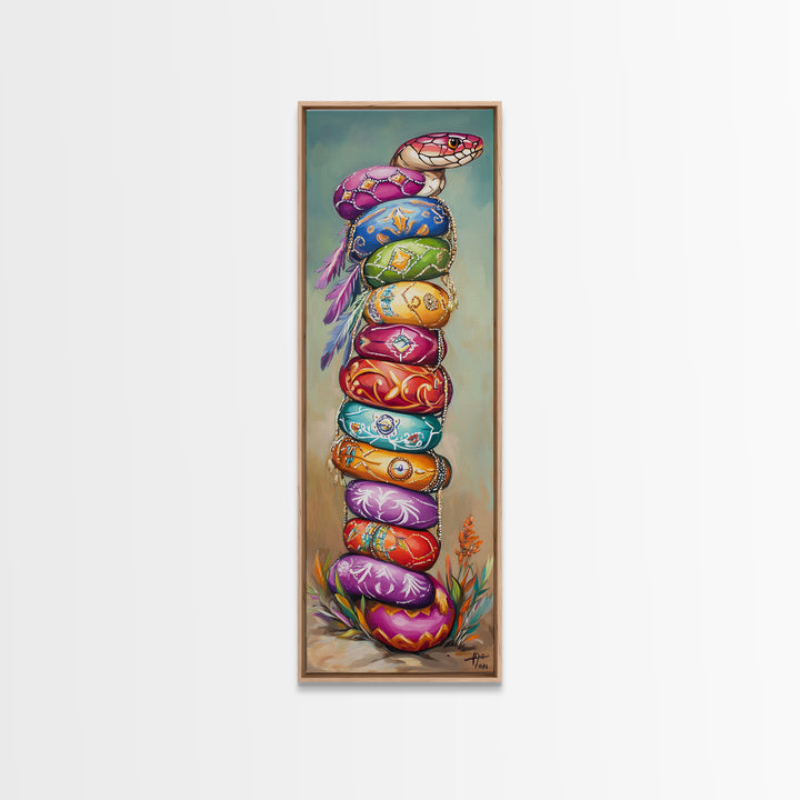 Stacked Jewel Tone Cowgirl Hats Framed Canvas Print, Western Wall Art, Southwestern Decor, Boho Home Decor, Gift For Her
