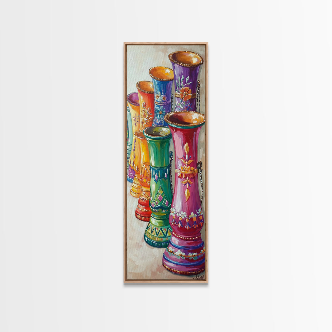 Colorful Painted Western Boot Vases Wall Art, Boho Southwestern Decor, Eclectic Farmhouse Canvas Print, Living Room Gift