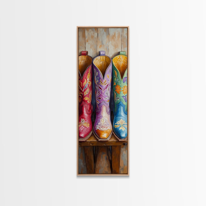 Close Up Floral Cowboy Boots Canvas Print, Western Wall Art, Cowgirl Decor, Southwestern Decor, Rustic Home Decor, Gift For Her
