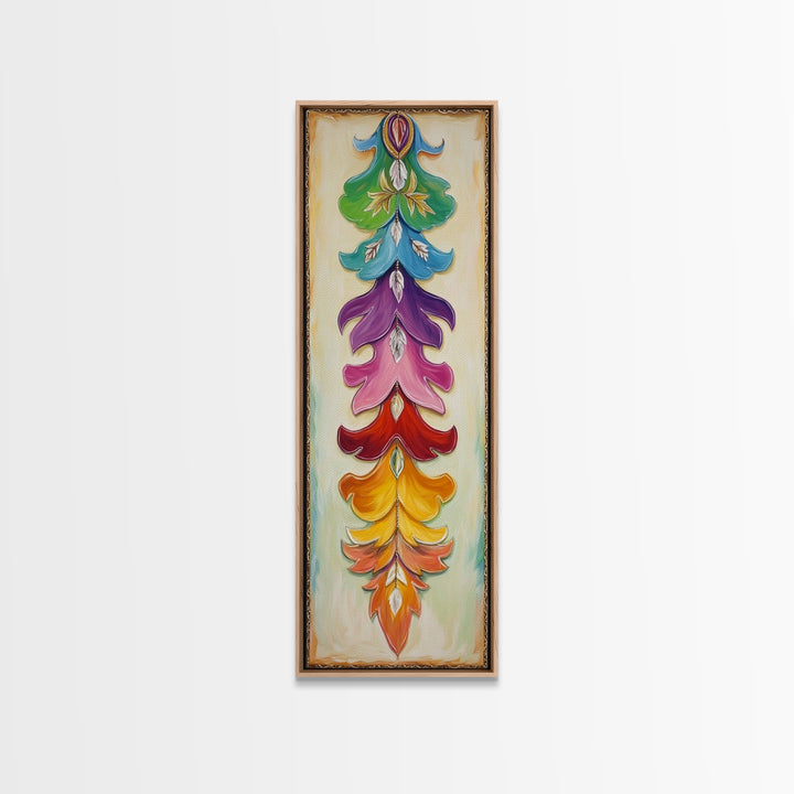 Colorful Layered Feather Wall Art, Western Boho Canvas Print, Southwestern Ranch Decor, Vibrant Farmhouse Housewarming Gift