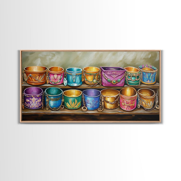 Colorful Southwestern Cuff Bracelets Wall Art, Turquoise Jewelry Decor, Boho Western Art Print, Eclectic Housewarming Gift