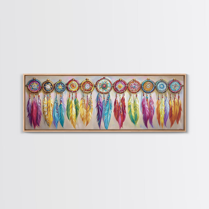 Colorful Dreamcatcher Feather Wall Art, Boho Western Decor, Southwestern Nursery Print, Vibrant Tribal Housewarming Gift