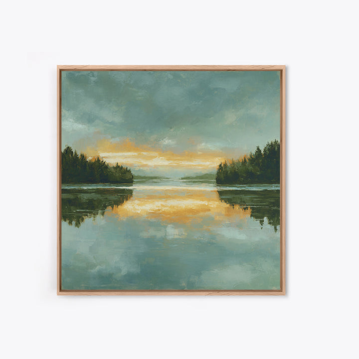 Calming Lake Reflection Framed Canvas Print, Above Bed Art, Textured Wall Art, Bedroom Decor, Fine Art, Serenity, Western Decor, ABA-1x1-11