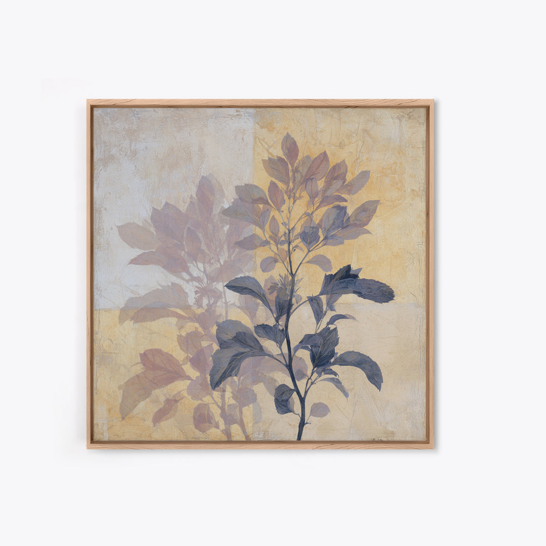 Tonal Botanical Shadows on Plaster Surface Canvas Print, Above Bed Art, Original Art, Bedroom Decor, Fine Art, Serenity, ABA-1x1-23