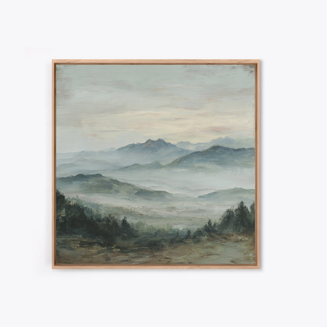 Panoramic Misty Mountain Landscape Canvas Print, Above Bed Art, Neutral Decor, Bedroom Decor, Fine Art, Serenity, Wall Decor, ABA-1x1-25