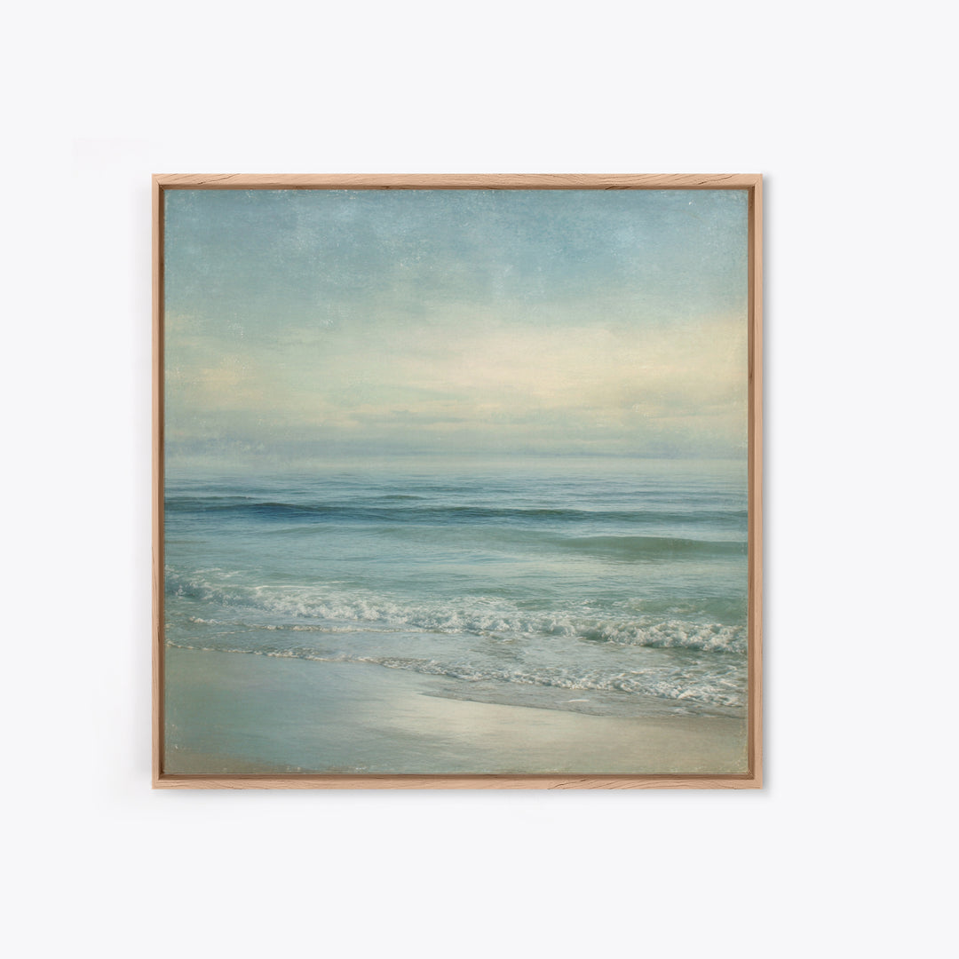 Quiet Moon over a Calm Ocean Horizon Canvas Print, Above Bed Art, Canvas Wall Art, Bedroom Decor, Fine Art, Serenity, ABA-1x1-3