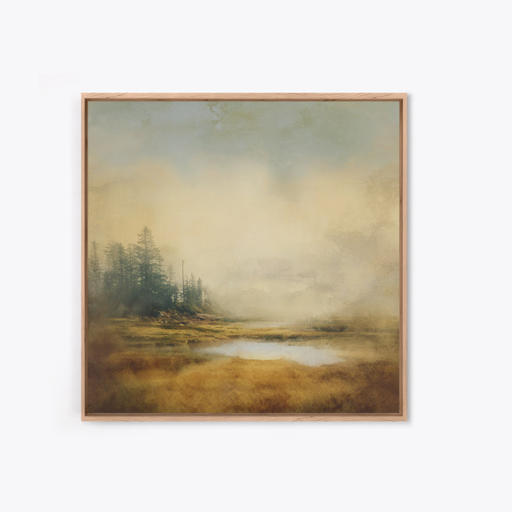 Quiet Forest Ridge Softened by Fog Framed Canvas Print, Above Bed Art, Bedroom Wall Art, Bedroom Decor, Fine Art, Serenity, ABA-1x1-38