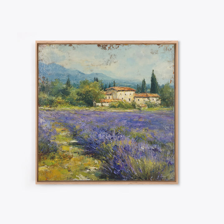 Oversized Lavender Field Framed Canvas Print, Above Bed Art, Dopamine Decor, Bedroom Decor, Oil Painting, Serenity, ABA-1x1-43