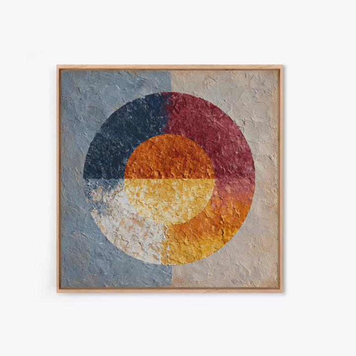 Abstract Sunrise Geometry Framed Canvas Print, Above Bed Art, Bedroom Decor, Abstract Art, Serenity, Boho Decor, Western Decor, ABA-1x1-44
